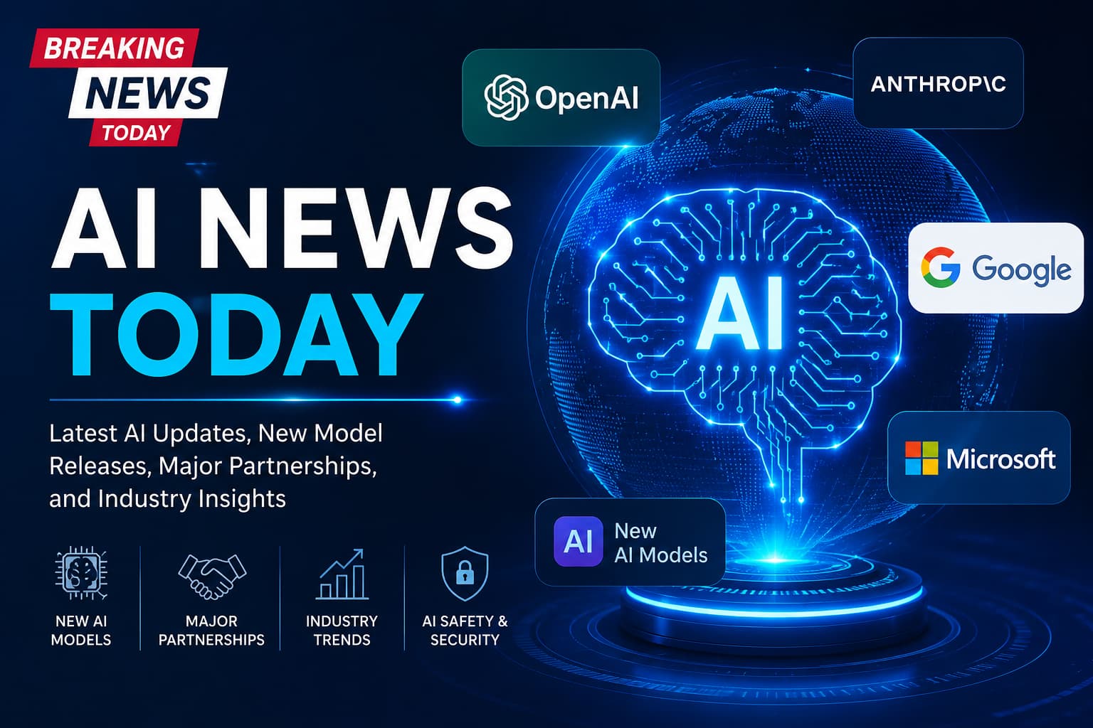 AI News Today featuring the latest artificial intelligence updates, new AI models, technology trends, and industry developments